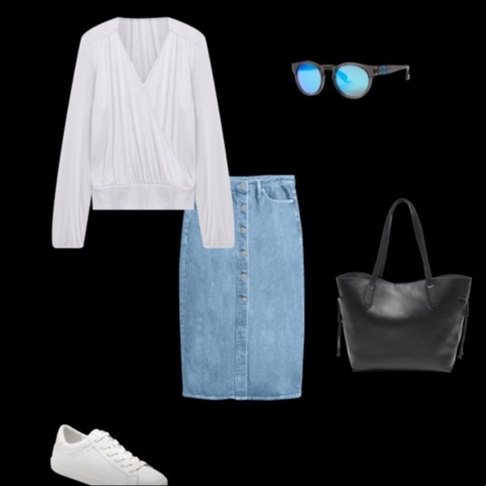 NWT BR buttoned Denim Midi Sk… - Picture 7 of 16